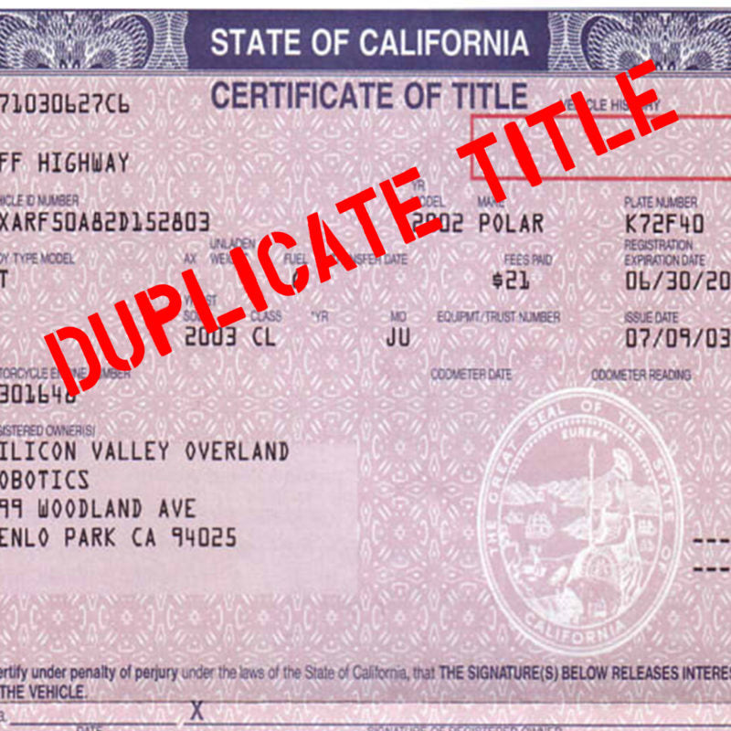 Replacement of Title